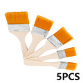 5pcs/set High Quality Nylon Paint Brush Reusable Barbecue Gouache with Wood Handles Oil Bursh Scrubbing Brushes Art Supplies