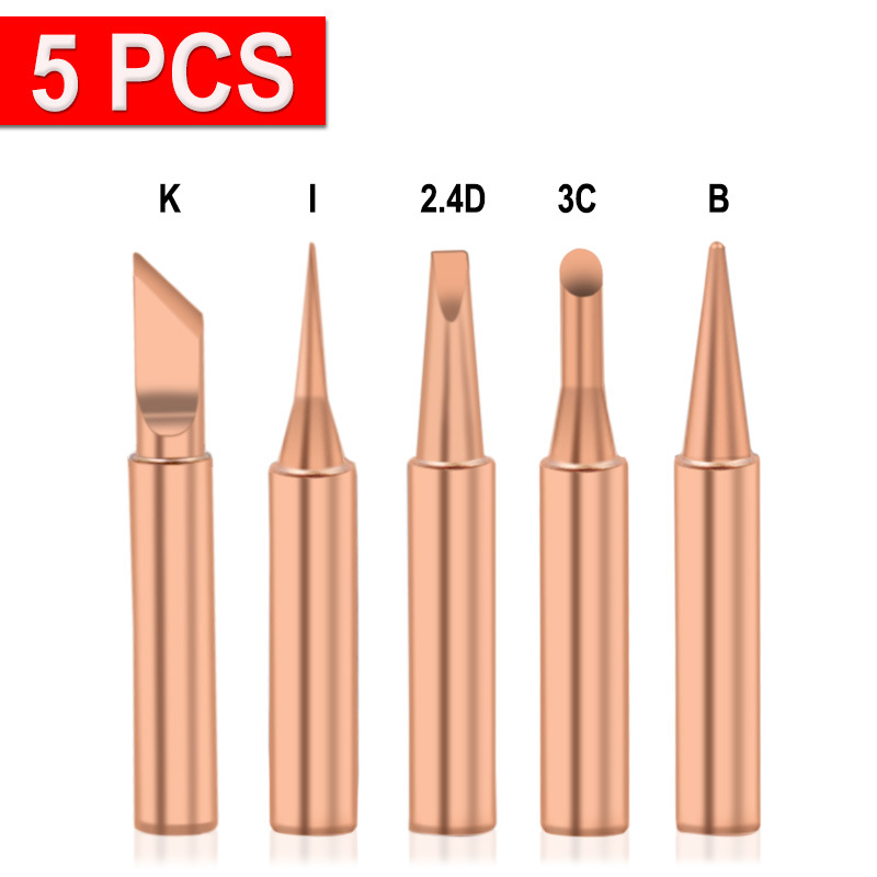 6pcs/lot Soldering Iron Tips Pure Copper 900M-T Soldering Iron Tip Lead-free Solder Tips Welding Head BGA Soldering Tools