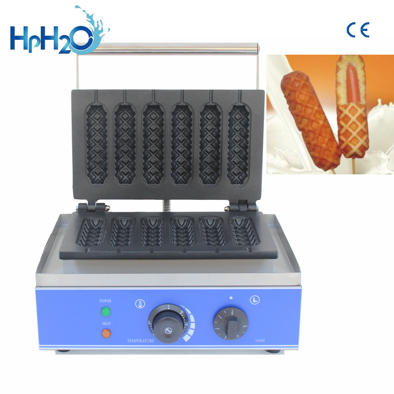 Commercial Non-stick 6 stick electric French Muffin waffle Hot Dog Machine Lolly Waffle Maker Crispy stick machine