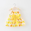 Baby Girl Dress Bow Lemon Print Infant Toddler Outfit Sleeveless Princess Dress Summer Baby Girl Clothes Girls Vestidos 0-24M