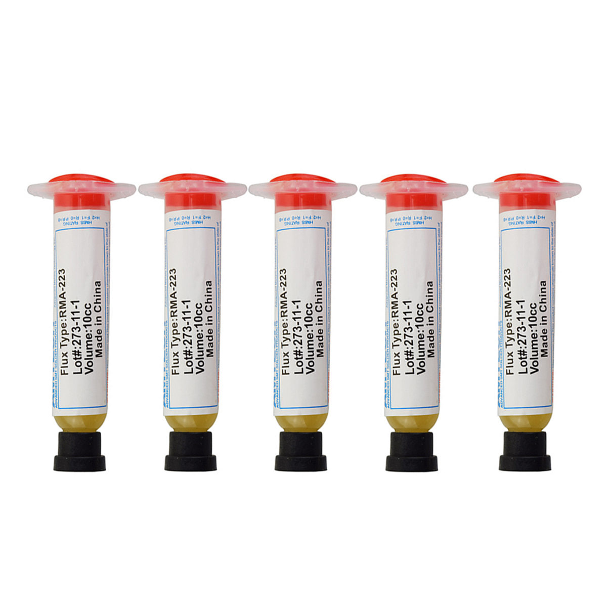 5pcs High Quality New 10cc RMA-223 PCB PGA BGA SMD Syringe Solder Paste Flux Grease Repair Soldering Paste Mayitr 95*35*23mm