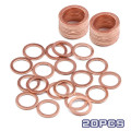 20Pcs/Pack Mixed Solid Copper Washer Flat Ring Gasket Sump Plug Oil Seal Fittings Washers Fastener Hardware Accessories
