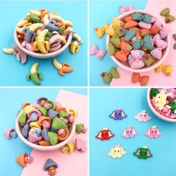 20Pcs Kawaii Resin Cabochon Flat back Cartoon Dumbo Girl Mushroom Banana Cabochons for Bows Accessories DIY Embellishments Craft