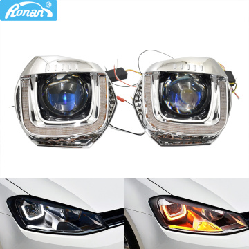 Ronan high configuration car headlight retrofit parts for 2013 Golf 7 original upgrade LED DRL use 3r g5 Q5 projector lens