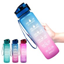 Hot Sale 1L Plastic Water Bottle Frosted Gradient Bouncing Cup Sports Space Cup Sports Fitness Outdoor Bottle