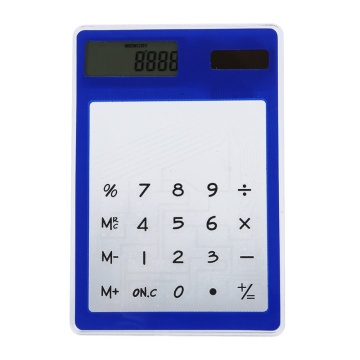 Ultra Thin Touch Screen 8 Digit Solar Power Transparent Calculator Office Supply
