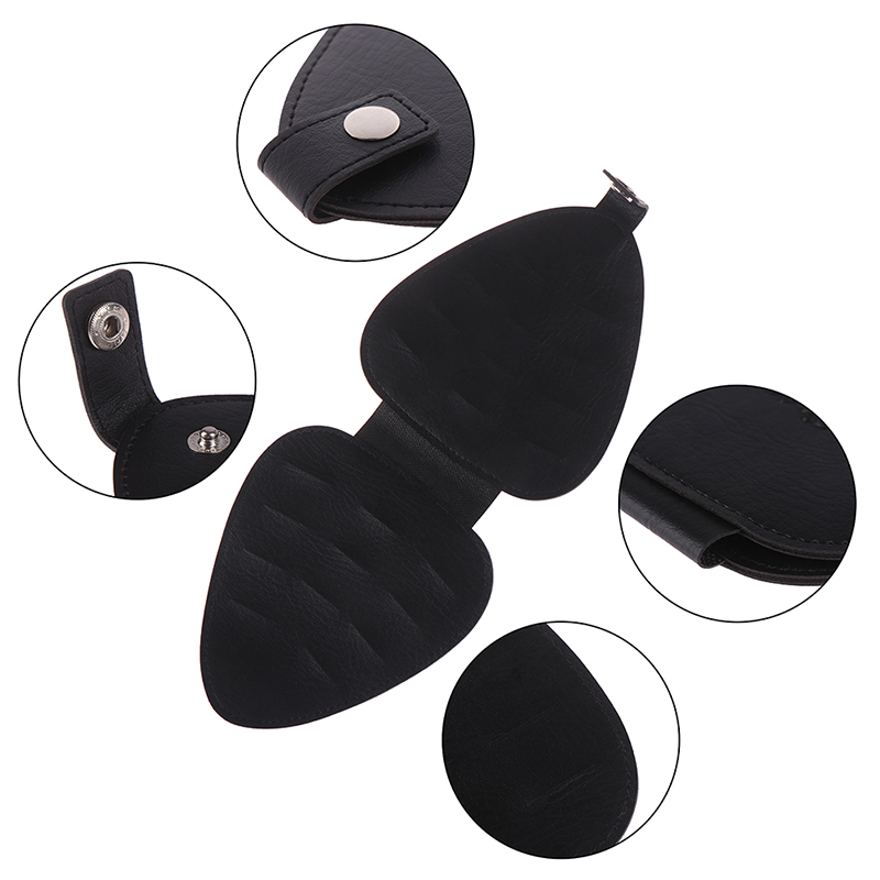1Pc Microfiber PU Leather Guitar Pick Holder Bag Wallet Acoustic Electric Plectrum Black Shape Triangle Inside 22 Small Pockets