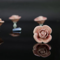 5 x Pink Door Furniture Ceramic Handle Antique Button Screws Included Elegant Design Rose shaped