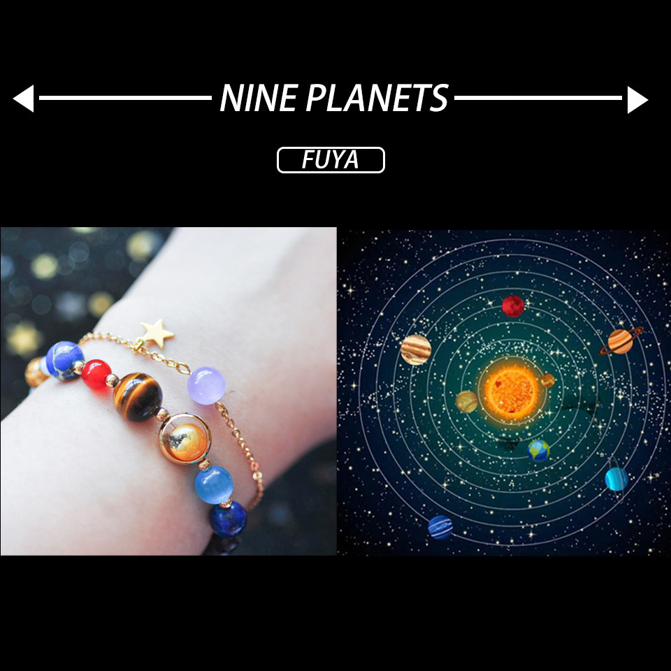 New Fashion Universe Galaxy Eight Planets Solar System Guardian Star Natural Stone Beads Bracelet