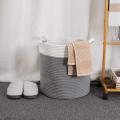Cotton Laundry Storage Basket Organize Clothes, Gifts, Toys & Diapers Cute, Neutral White & Gray Foldable Laundry Baskets