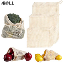 Reusable Organic Cotton Mesh Produce Bags Kitchen Reusable Bag Cotton Mesh Vegetable Bags for Vegetable Fruit Bag Shopping Bag
