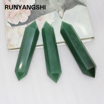 Natural crystal stone Aventurine Quartz green crystal Double point Hexagonal crystal column Healthy magic wand