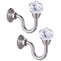 1 Pair(2PCS) Retro Metal Crystal Ball Curtain Hooks Wall Decorative Tieback Hooks Hanger Holder Curtain Hanging Accessory Hooks