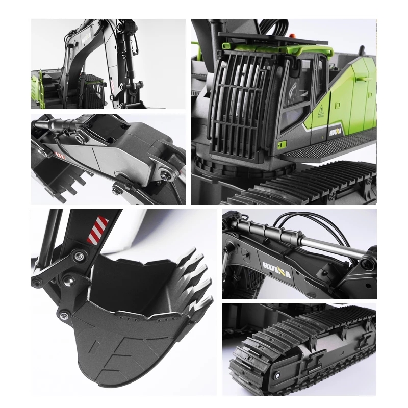 New 1:14 RC Excavator 22CH Green Remote Control Truck Toys for Boys Lead Screw Drive Huina 593 NEW ARRIVAL