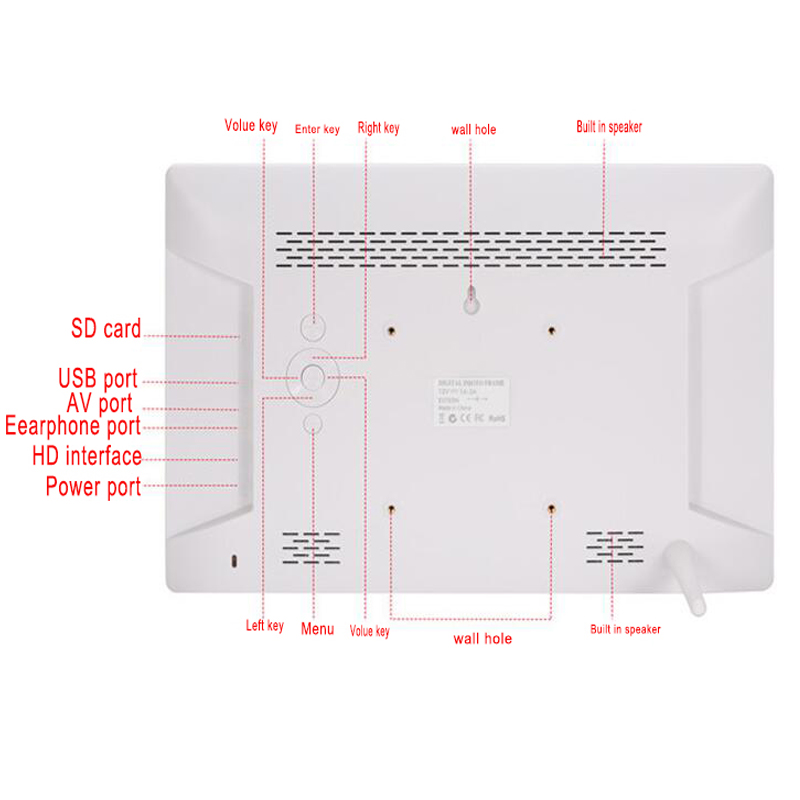 13.3 Inch 1920 * 1080 / 16:9 IPS Digital Photo Frame Support SD AV HDMI USB free shipping