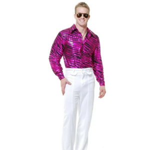 Adult PINK Zebra Print Disco Shirt