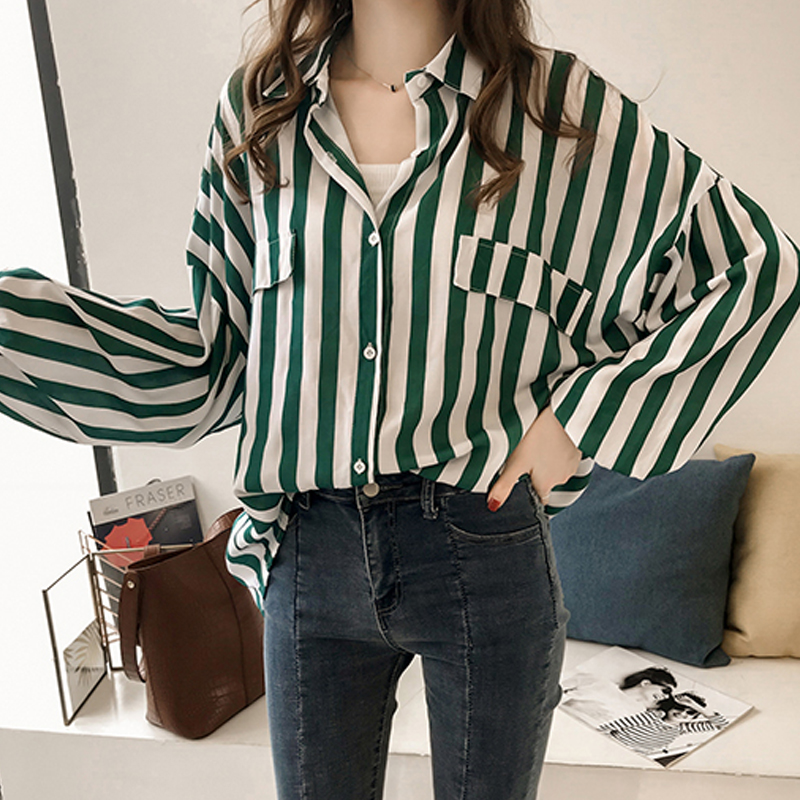 Fashion Womens Tops And Blouses 2020 Elegant Blouse Women Striped Blouse Shirt Long Sleeve Women Shirts Plus Size Tops 1728 50