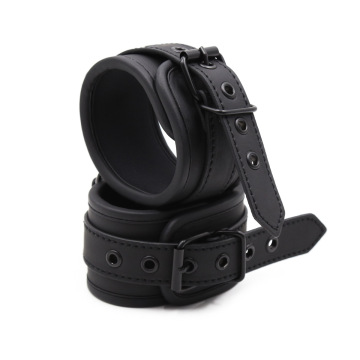 Erotic Black Leather Adjustable Handcuffs Ankle Cuffs For Couples Flirting Bdsm Bondage Wrist Restraints,Sexy Costumes For Sex