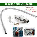 120cm Stainless Steel Exhaust Muffler Silencer Clamps Bracket Gas Vent Hose Portable Pipe Silence For Air Diesels Car Heater Kit