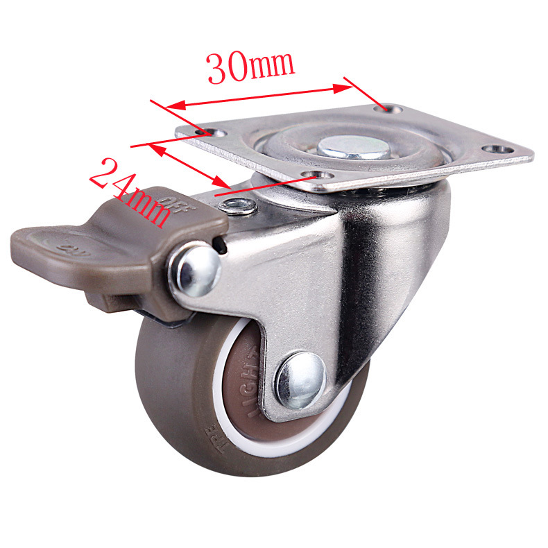 5 Pcs/Lot Casters Quality 1 Inch Tpe Universal Wheel With Brake Diameter 25mm Silent Bearing Tea Table Mini Home Caster