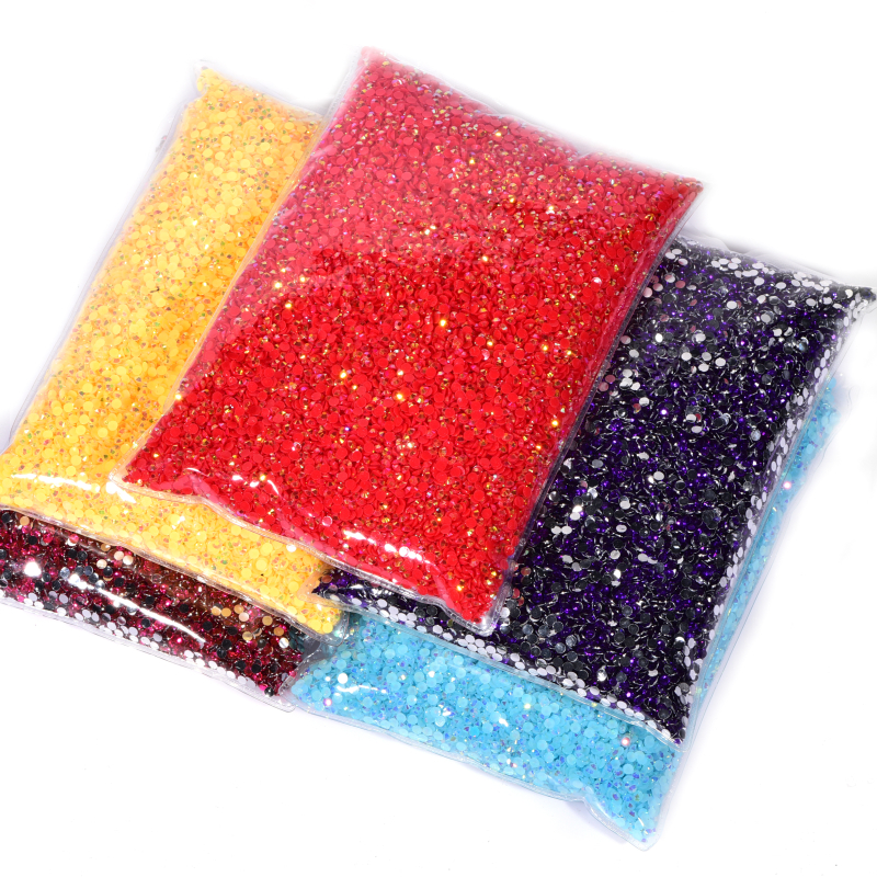 Wholesale Flatback стразы AB Jelly Resin Non hotfix Rhinestones in Bulk Package Plastic Nail Art Strass for Nail Wedding F0262