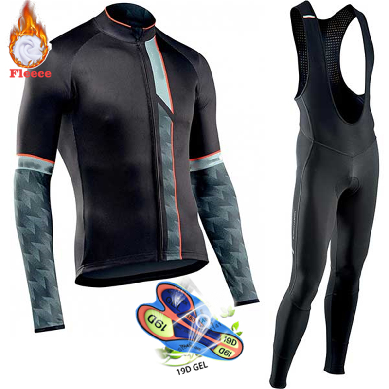 2020 Triathlon Winter Thermal Fleece Men Long Sleeve Cycling Clothing MTB Ropa Ciclismo Bike Clothes Cycling Bib Pants Set