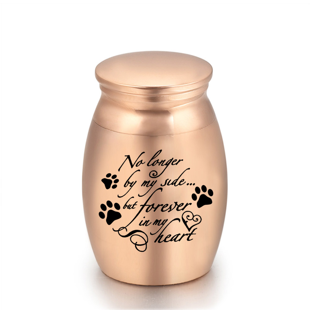 Rose Gold Mini Urn For Ashes Engraved Small Keepsake Urns Cremation Container Jar Metal Casket Keepsake Human Pet Ashes Holder