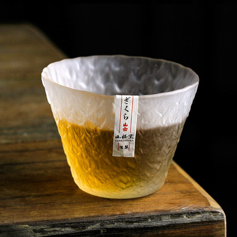 Japanese Style Handmade Hazy Snow Crystal Brandy Snifters Whiskey Shot Glass Hammer Wine Glasses Cup Whisky Tumbler Sake Bowl