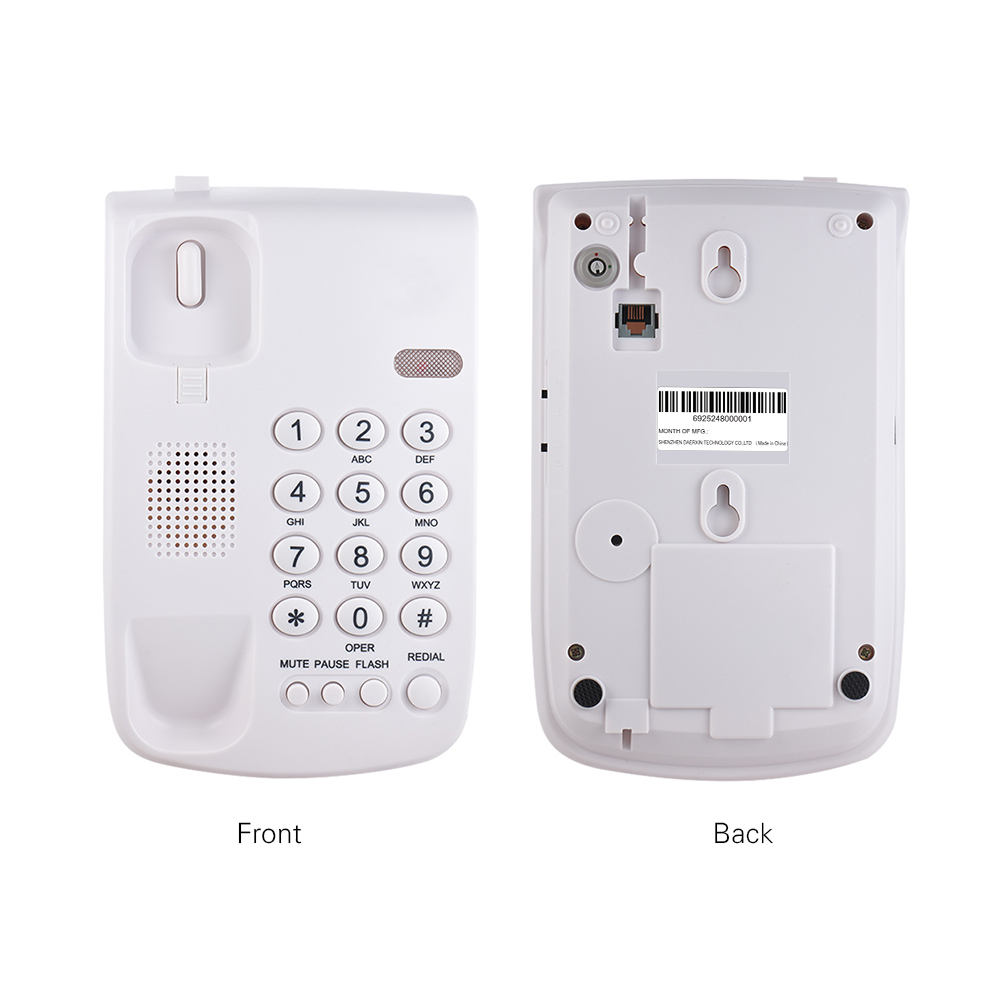 Lock Wall Portable Corded Telephone Phone Pause/ Redial/ Flash/ Mute Mechanical Mountable Base Handset for House Hotel