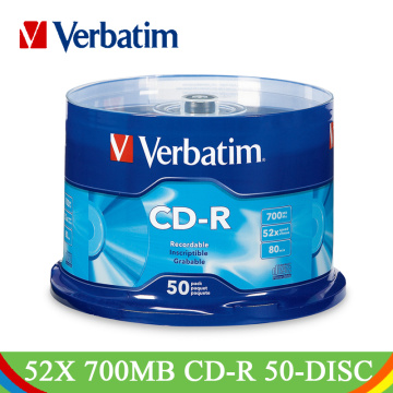 Verbatim 50/lot DVD Drives CD-R CD Disks Bluray 700MB 80min 52X Branded Recordable Media Blank Disc 50PK Spindle Compact Write