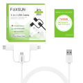 Foxsun 3 in 1 USB Cable for iPhone Charging Cable Micro USB Type C Cable for Samsung S8 For Lightning 8 Pin Sync&Date Cable 2M