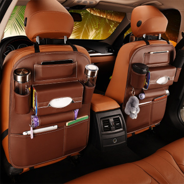 Car Seat Back Storage Bag PU Leather Backseat Hanging Bags Multi-function Phone Tissue Storage Organizers Seats Accessories