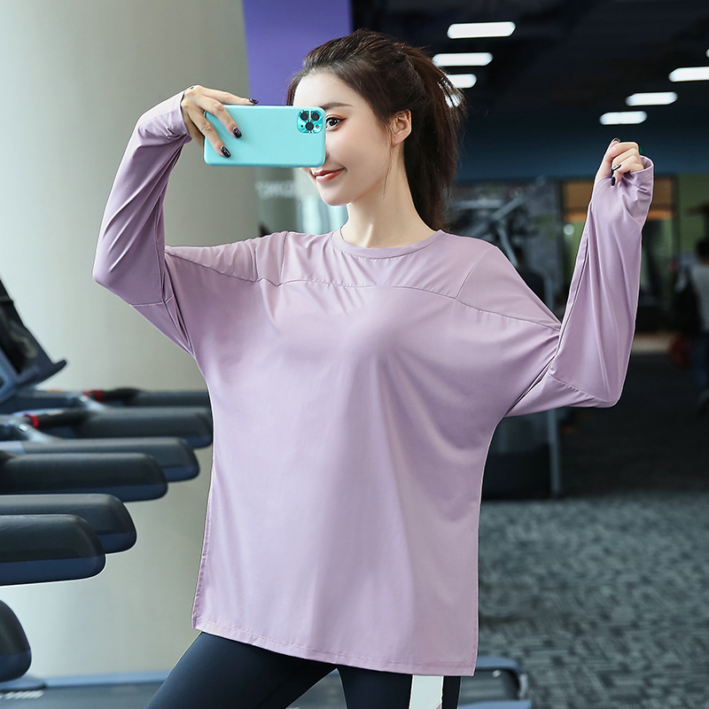Plus Size L-4XL Long Sleeve Women Yoga Shirts Loose Gym Clothing Sportswear Quick-Dry Fitness Shirts Sport Yoga large Crop Tops