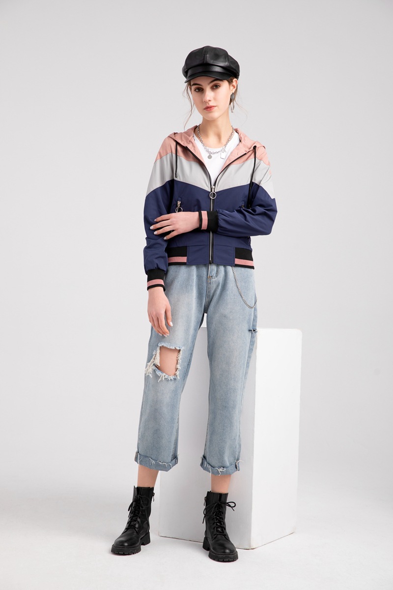 Contrast Color Hoodie Windbreaker Jacket