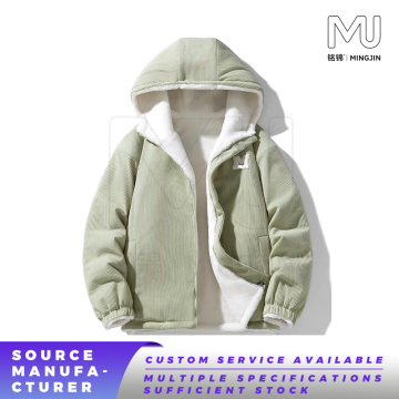 Unisex Hooded Corduroy Sherpa‑Lined Jacket