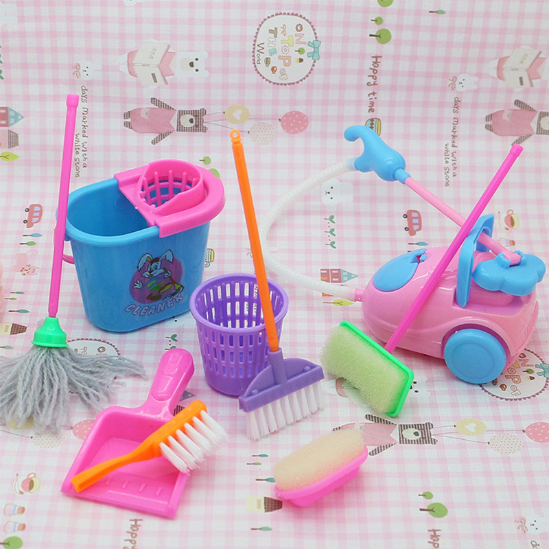Simulation girl play house toys cleaning tool toys for children Role Playing Creative Educational Toy Mini Mop Broom Bucket