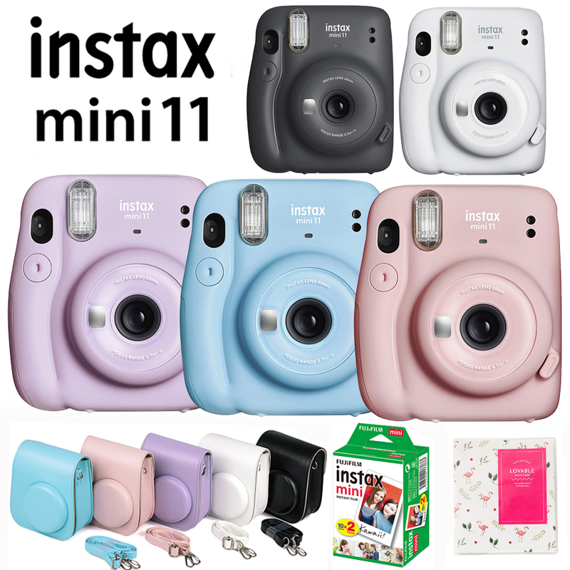 Fujifilm Instax Mini 11 Instant Camera Pink/Blue/Gray/White/Purple + 20 Instax Mini White Film + Case Bag + 64 Pocket Album