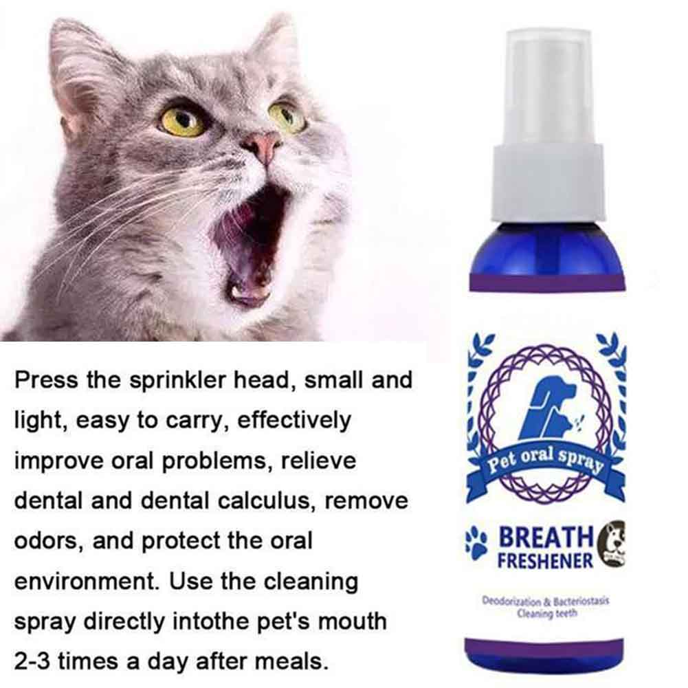 60ml Cats Dogs Anti Portable Oral Care Dental Spray Pet Breath Freshener Bad Teeth Deodorant Treatment Odor Remove