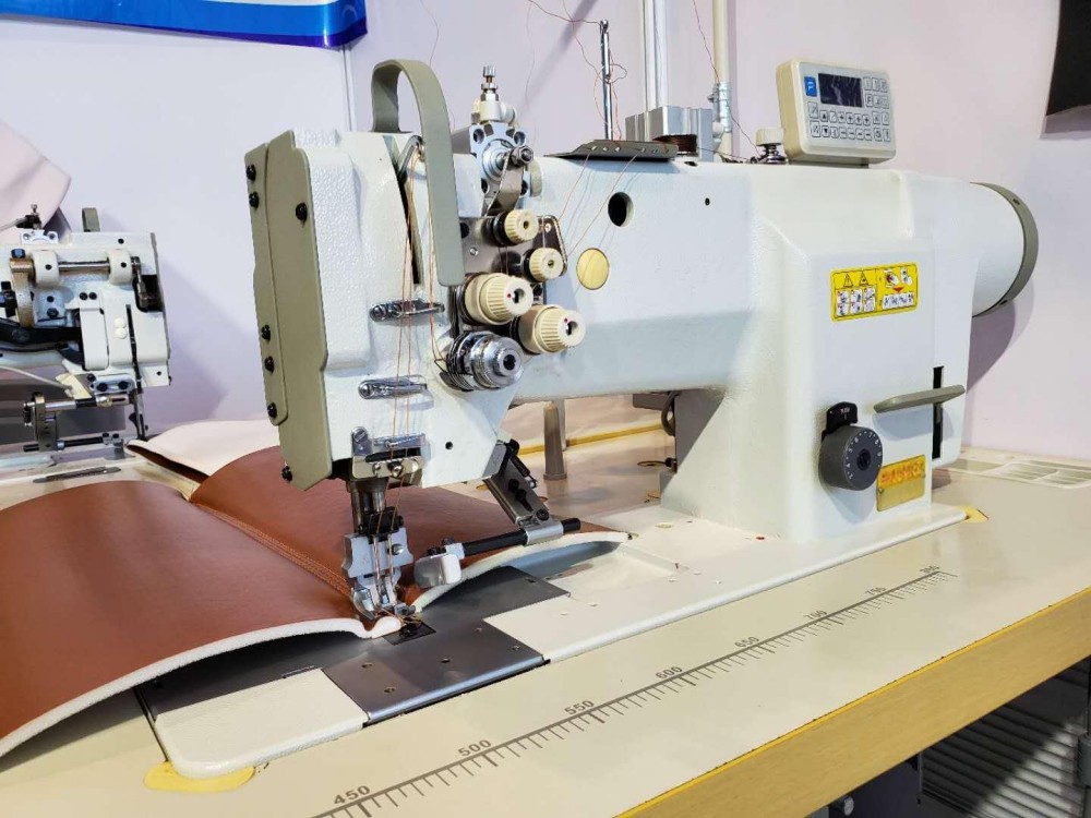 HM-8400 Automatic Double Needle Car Seat Stitching Walking Foot Flat Bed Sewing Machine (7)