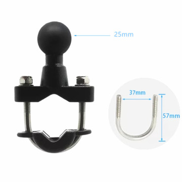 Motorcycle Handlebar Rail Rods U-Bolt Clamp Mounting Base with 1 inch Ball for Gopro GPS work