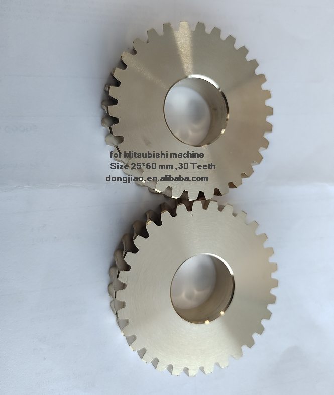 Offset Printing Mitsubishi Machine Gear Wheel Spare Parts Steel Copper Gear Wheel 30 Teeth Size 25*60 mm