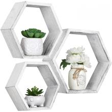 Hexagonal Floating Shelves Wall Mounted Set