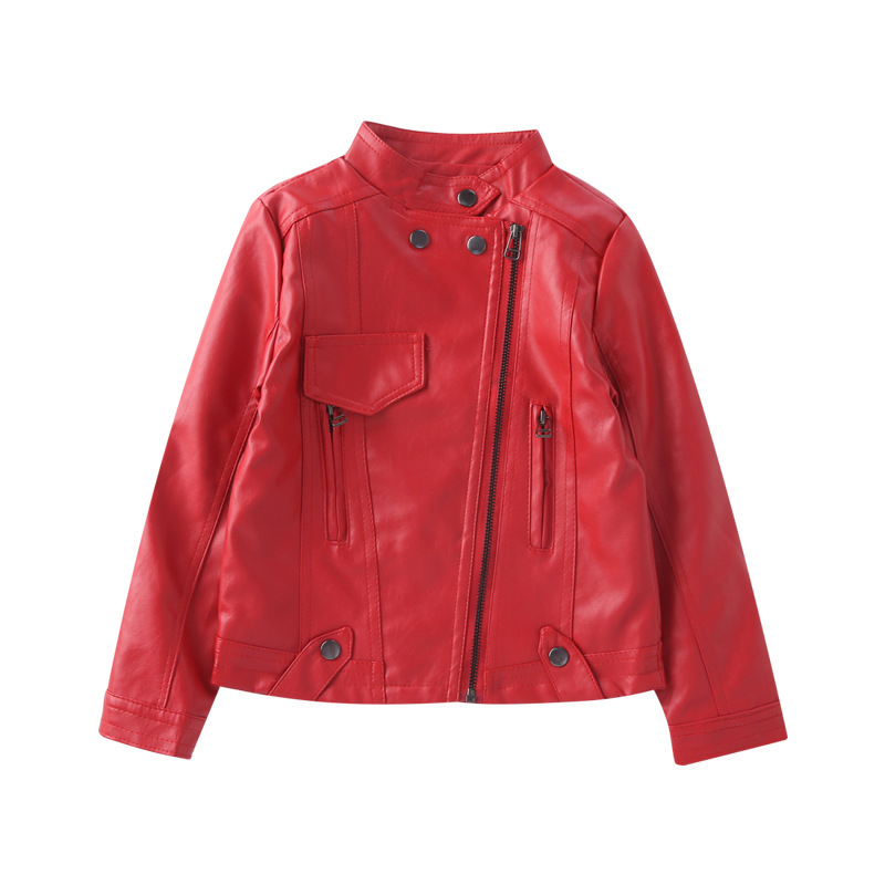 Girls PU Zipper Jackets Leather Kids Outwear Spring Autumn Waterproof Windproof Girls Jacket Children Clothing 4 6 8 10 12 Years