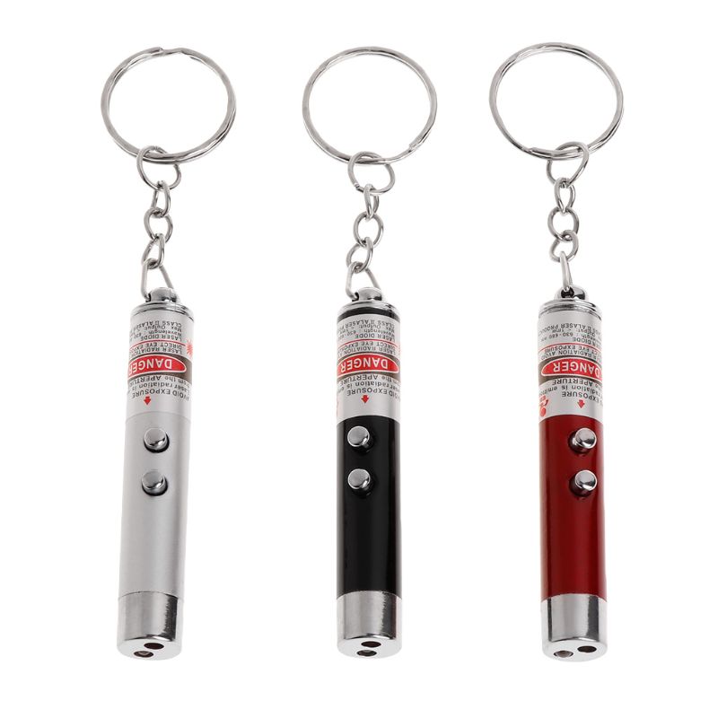 Cat Teaser Light Multi Functional Pet Toys LED Lamp Pen Pointer 2 in 1 Key Ring Dog Pets Products Keychain Portable Aluminum