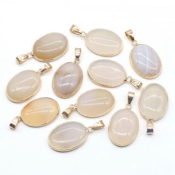 Oval Grey Agate Pendant for Making Jewelry Necklace 18X25MM