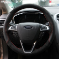Shining wheat Hand-stitched Black Suede Black Leather Steering Wheel Cover for Ford Fusion Mondeo 2013 2014