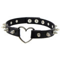 Spike Rivet Punk Sexy Gothic Pu Leather Goth Heart Cross Choker Necklace on Neck Round Collar Necklaces Women Jewelry