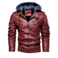 Mens Jacket PU Leather Jacket Men Hooded Coat Fur Lined Motorcycle Jacket Fashion Coat Autumn Winter Coat Plus Size 4XL 5XL