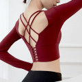 Quick Dry Backless Gym Seamless Sports Top T Shirt Women Long Sleeve Solid Yoga Shirt Running Fitness Gym Shirts Yoga Tops
