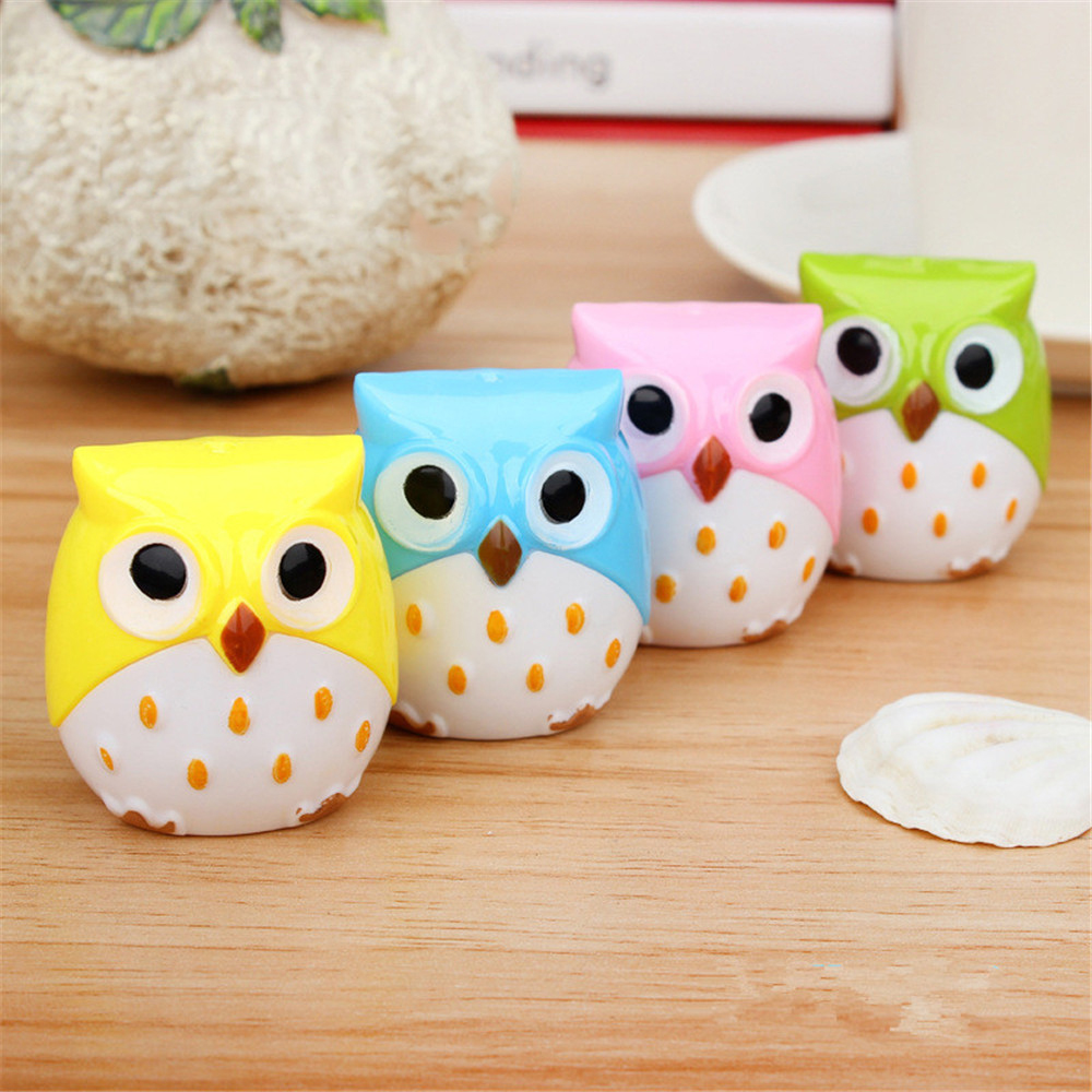 2pcs Double Holes Cute Owl Pencil Sharpeners Plastics Manual Pencil Cutter Kids Gifts for School Office Stationery Supplies